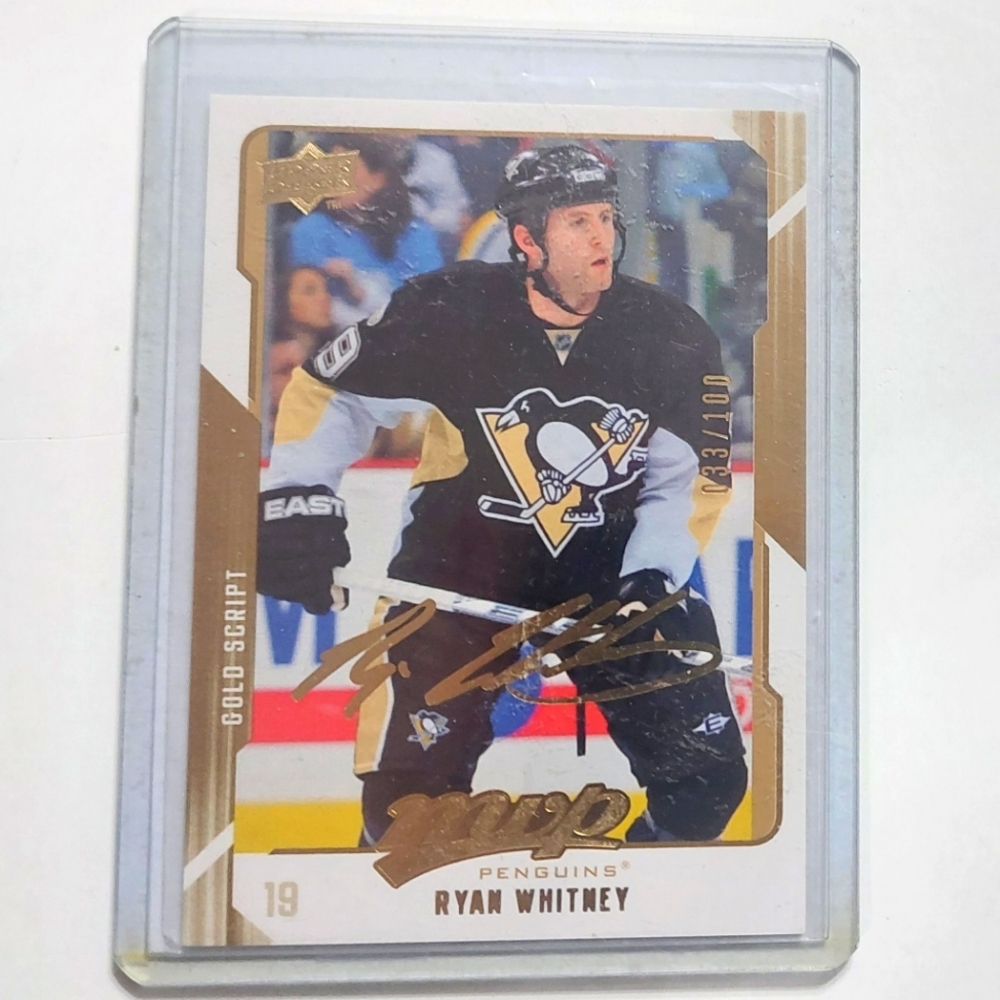 Ryan Whitney 2008-09 MVP Upper Deck Gold Script Hockey Card 033/100 Card